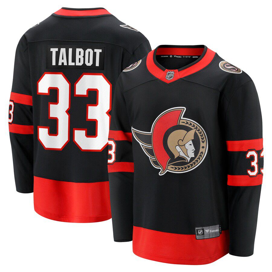 Men Ottawa Senators 33 Cam Talbot Fanatics Branded Black Home Breakaway Player NHL Jersey